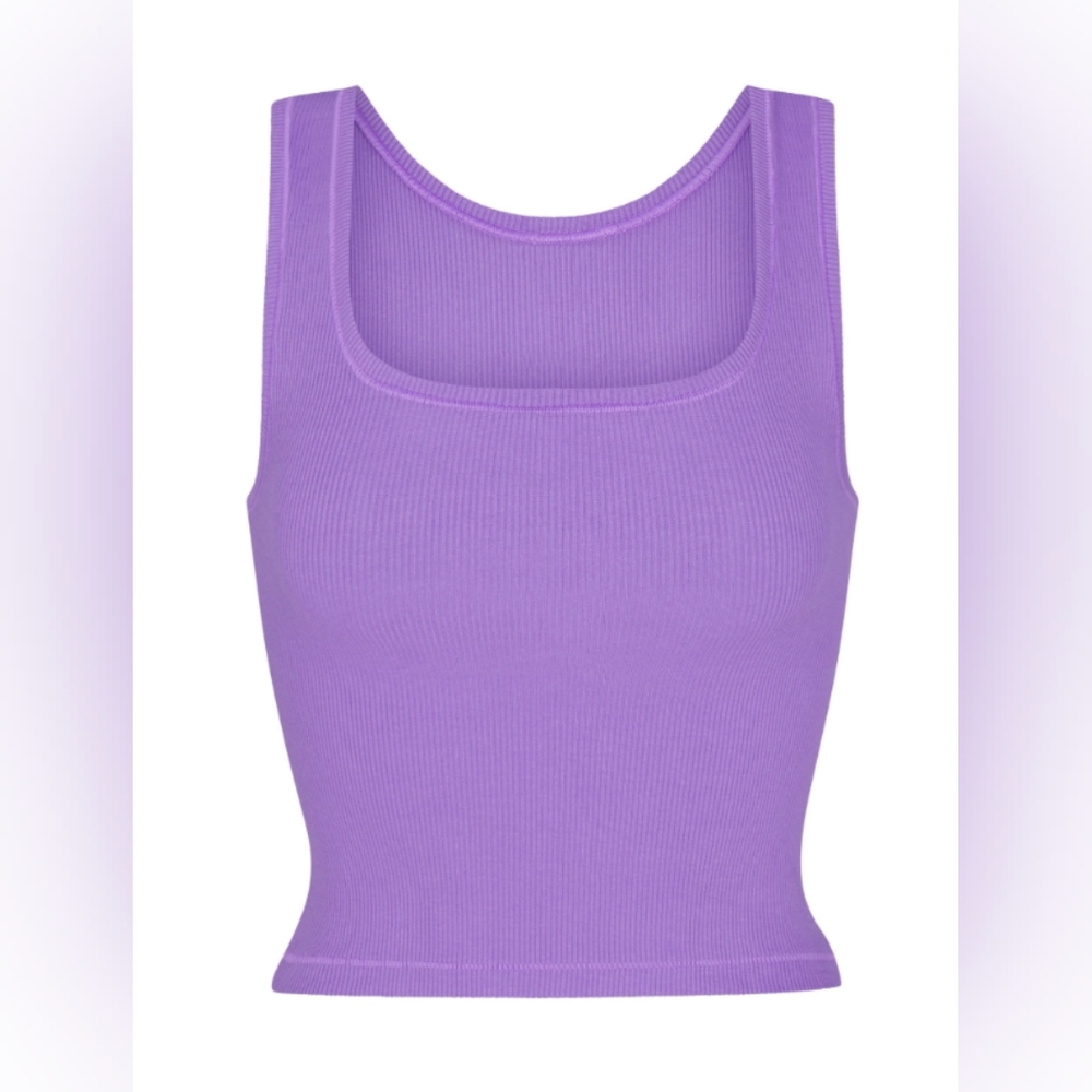 NWT SKIMS Cotton Ribbed Tank Top - Size S in Ultra Violet